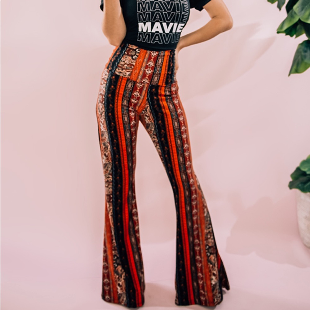 Bohemian Striped Flare Pants